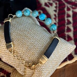 Turquoise and Gold Beaded Bracelet